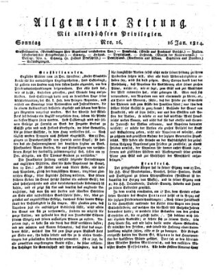 Allgemeine Zeitung Sonntag 16. Januar 1814