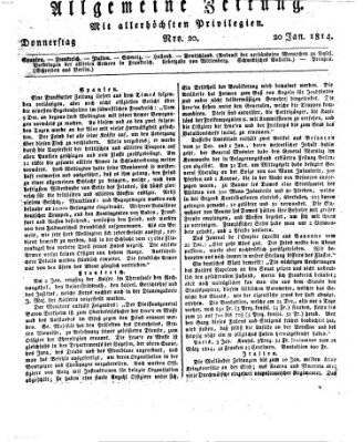 Allgemeine Zeitung Donnerstag 20. Januar 1814