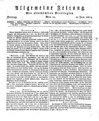 Allgemeine Zeitung Freitag 21. Januar 1814