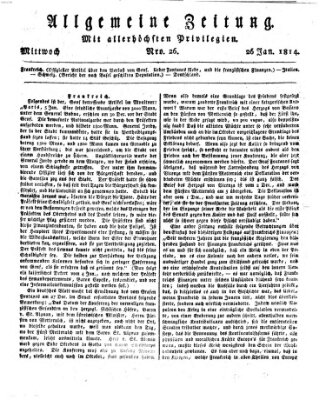 Allgemeine Zeitung Mittwoch 26. Januar 1814