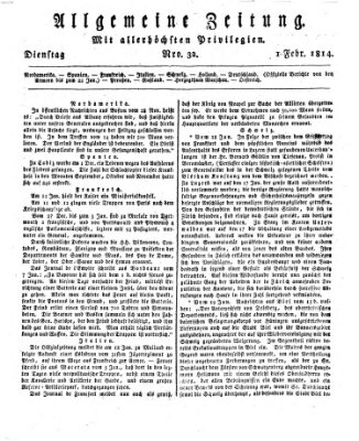 Allgemeine Zeitung Dienstag 1. Februar 1814