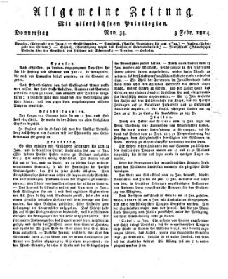 Allgemeine Zeitung Donnerstag 3. Februar 1814