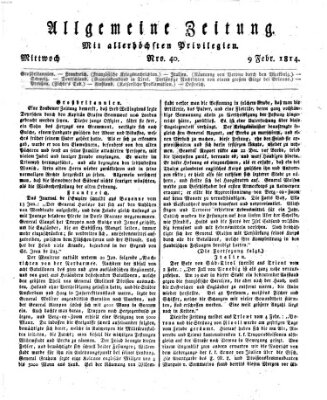 Allgemeine Zeitung Mittwoch 9. Februar 1814