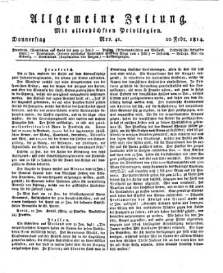 Allgemeine Zeitung Donnerstag 10. Februar 1814