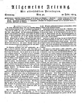 Allgemeine Zeitung Sonntag 20. Februar 1814