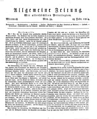 Allgemeine Zeitung Mittwoch 23. Februar 1814