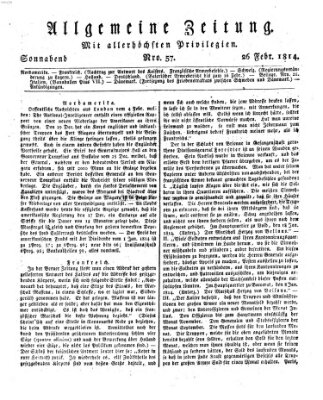 Allgemeine Zeitung Samstag 26. Februar 1814