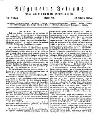 Allgemeine Zeitung Sonntag 13. März 1814