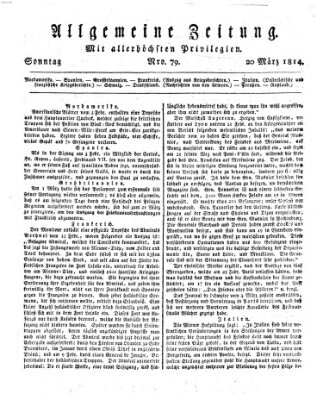 Allgemeine Zeitung Sonntag 20. März 1814