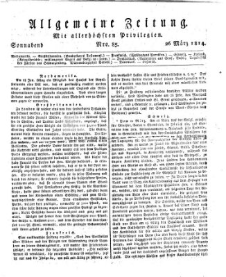 Allgemeine Zeitung Samstag 26. März 1814