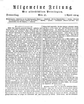 Allgemeine Zeitung Donnerstag 7. April 1814