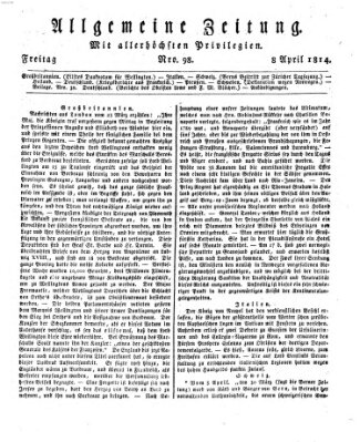 Allgemeine Zeitung Freitag 8. April 1814