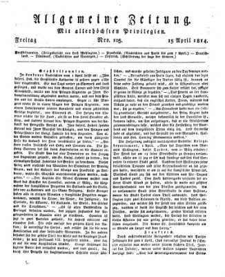 Allgemeine Zeitung Freitag 15. April 1814