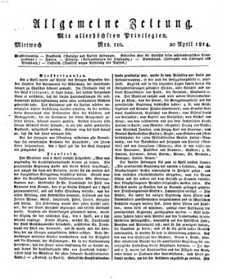 Allgemeine Zeitung Mittwoch 20. April 1814