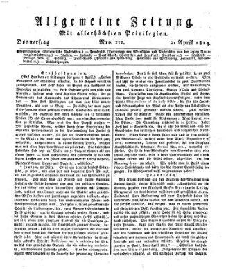 Allgemeine Zeitung Donnerstag 21. April 1814