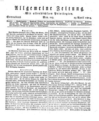 Allgemeine Zeitung Samstag 23. April 1814