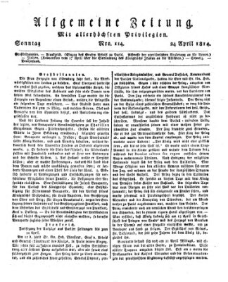 Allgemeine Zeitung Sonntag 24. April 1814