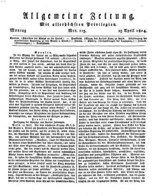 Allgemeine Zeitung Montag 25. April 1814