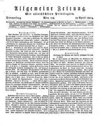 Allgemeine Zeitung Donnerstag 28. April 1814