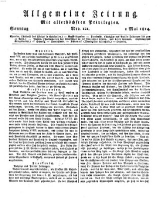 Allgemeine Zeitung Sonntag 1. Mai 1814