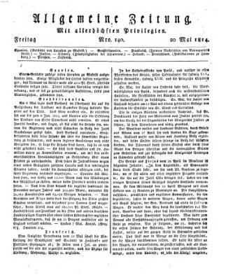 Allgemeine Zeitung Freitag 20. Mai 1814