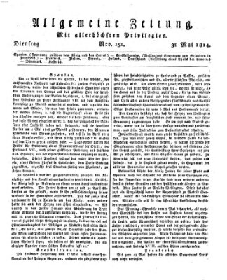 Allgemeine Zeitung Dienstag 31. Mai 1814