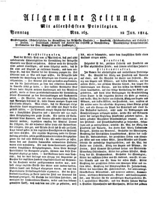 Allgemeine Zeitung Sonntag 12. Juni 1814