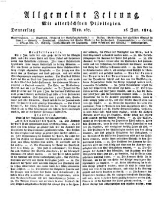 Allgemeine Zeitung Donnerstag 16. Juni 1814