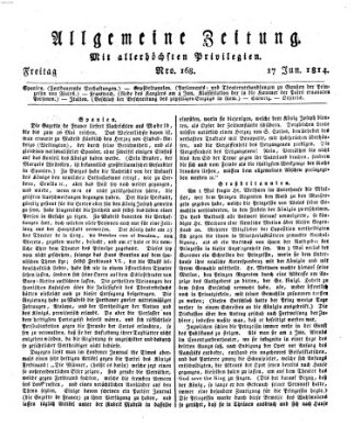 Allgemeine Zeitung Freitag 17. Juni 1814