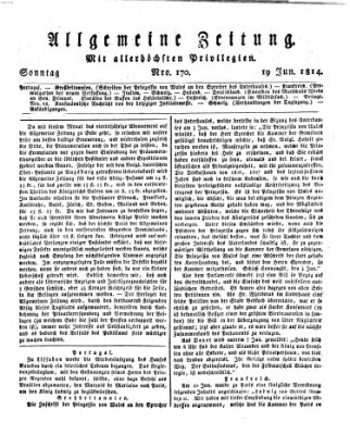 Allgemeine Zeitung Sonntag 19. Juni 1814