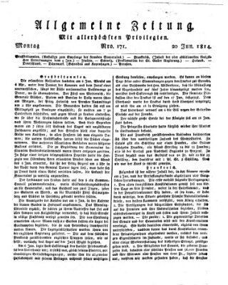 Allgemeine Zeitung Montag 20. Juni 1814