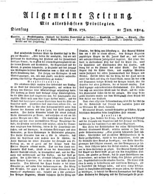 Allgemeine Zeitung Dienstag 21. Juni 1814