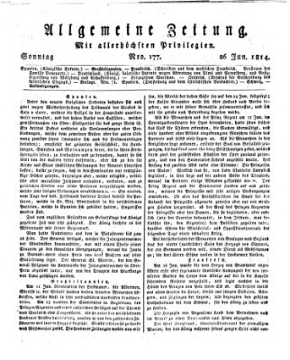 Allgemeine Zeitung Sonntag 26. Juni 1814