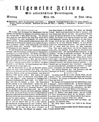 Allgemeine Zeitung Montag 27. Juni 1814