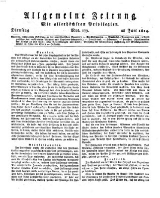 Allgemeine Zeitung Dienstag 28. Juni 1814