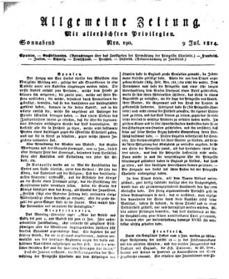 Allgemeine Zeitung Samstag 9. Juli 1814