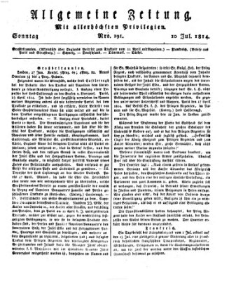 Allgemeine Zeitung Sonntag 10. Juli 1814