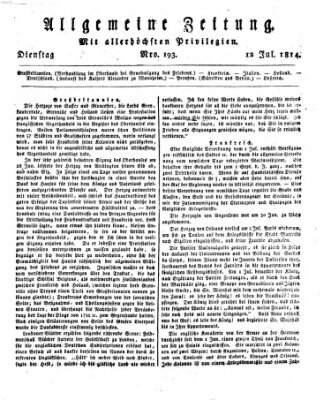 Allgemeine Zeitung Dienstag 12. Juli 1814