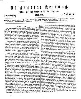 Allgemeine Zeitung Donnerstag 14. Juli 1814