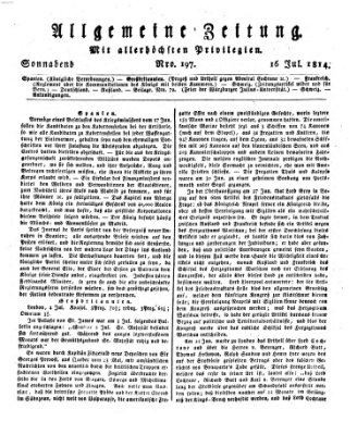 Allgemeine Zeitung Samstag 16. Juli 1814