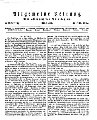 Allgemeine Zeitung Donnerstag 21. Juli 1814