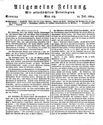 Allgemeine Zeitung Sonntag 24. Juli 1814