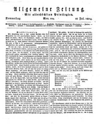 Allgemeine Zeitung Donnerstag 28. Juli 1814