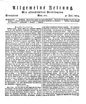 Allgemeine Zeitung Samstag 30. Juli 1814