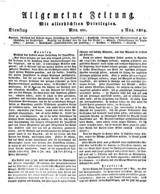 Allgemeine Zeitung Dienstag 9. August 1814