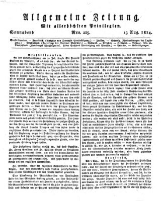 Allgemeine Zeitung Samstag 13. August 1814