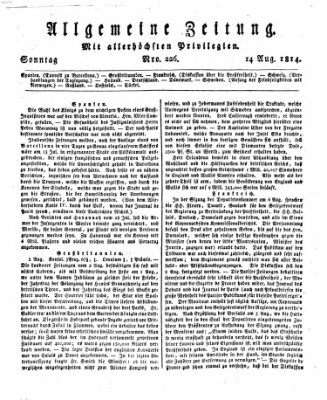 Allgemeine Zeitung Sonntag 14. August 1814