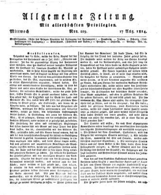 Allgemeine Zeitung Mittwoch 17. August 1814