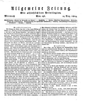 Allgemeine Zeitung Mittwoch 24. August 1814