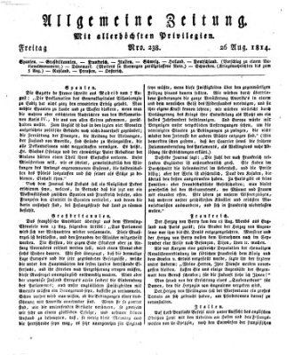 Allgemeine Zeitung Freitag 26. August 1814